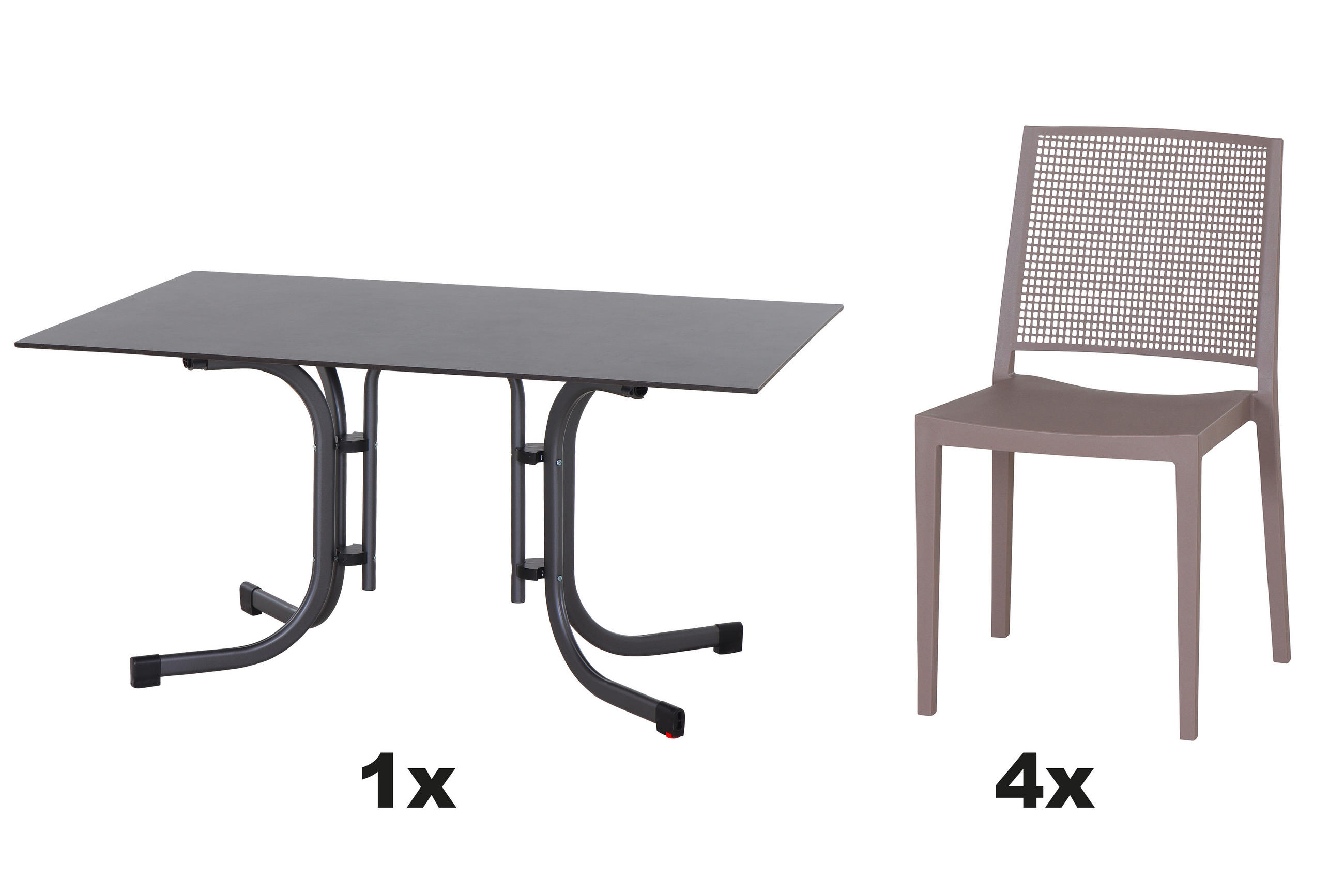 GARTENGARNITUR 5-teilig Stahl  - Taupe/Anthrazit, Basics, Kunststoff/Metall (90/80/140cm) - Siena Garden