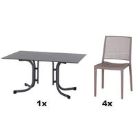 GARTENGARNITUR 5-teilig Stahl  - Taupe/Anthrazit, Basics, Kunststoff/Metall (90/80/140cm) - Siena Garden