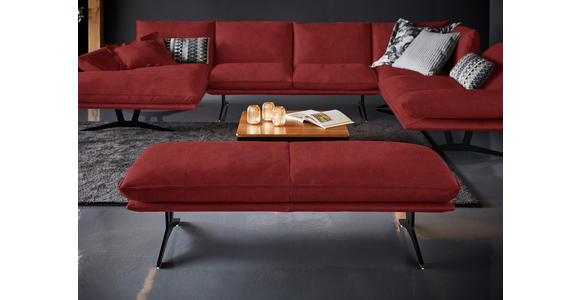 WOHNLANDSCHAFT in Echtleder Rot - Rot/Schwarz, Natur, Leder/Metall (155/359/217cm) - Dieter Knoll