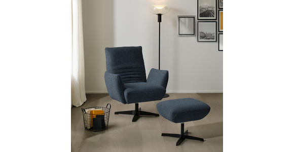SESSEL in Bouclé Blau  - Blau/Schwarz, Design, Textil/Metall (60/94/86cm) - Dieter Knoll