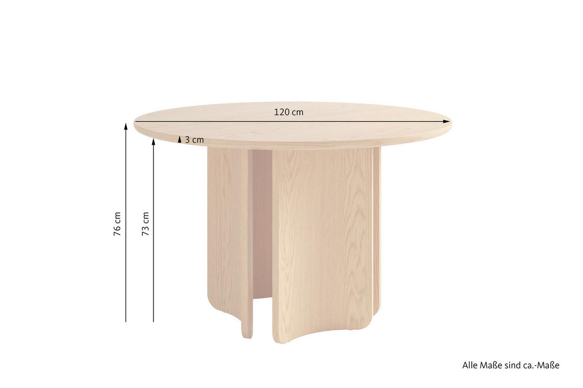 ESSTISCH 120/120/76 cm Echtholz, Nachbildung  Holzwerkstoff rund Eiche Bianco  - Eiche Bianco, MODERN, Holzwerkstoff (120/120/76cm) - Schöner Wohnen