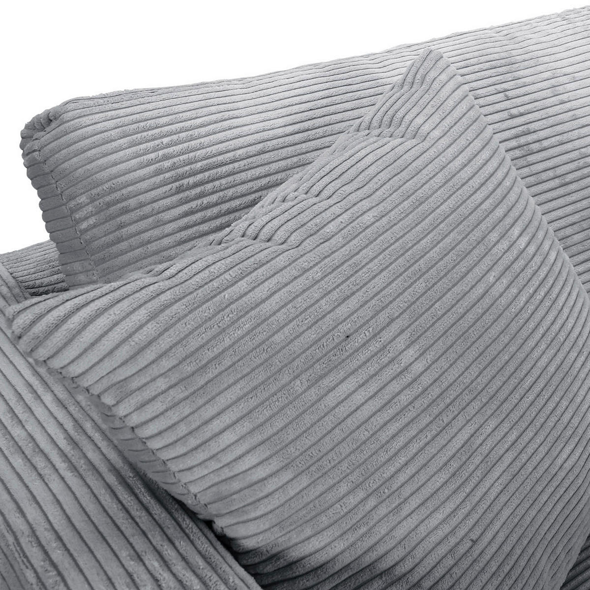 ECKSOFA Hellgrau Cord  - Hellgrau/Schwarz, KONVENTIONELL, Kunststoff/Textil (234/170cm) - Carryhome