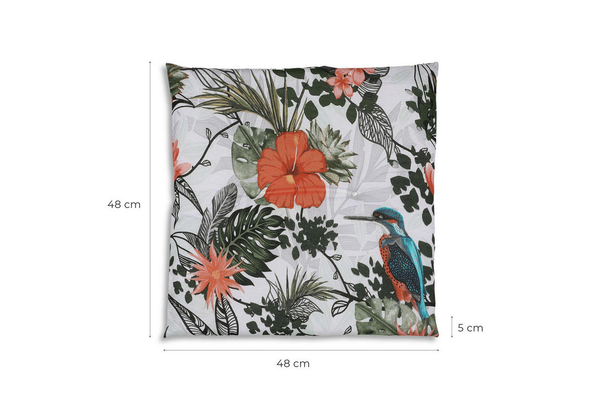 GARTENSITZKISSENSET Floral  - Hellgrau/Grün, Design, Textil (48/5/48cm)