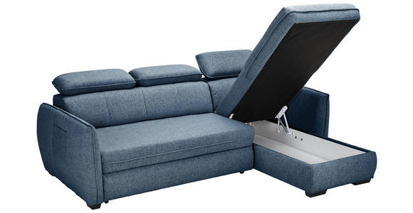 ECKSOFA Blau Flachgewebe - Blau/Schwarz, MODERN, Kunststoff/Textil (182/237cm) - Carryhome