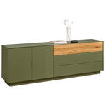 LOWBOARD Triest  in 207/69/42 cm  - Eichefarben/Olivgrün, Design, Glas/Holz (207/69/42cm) - Novel