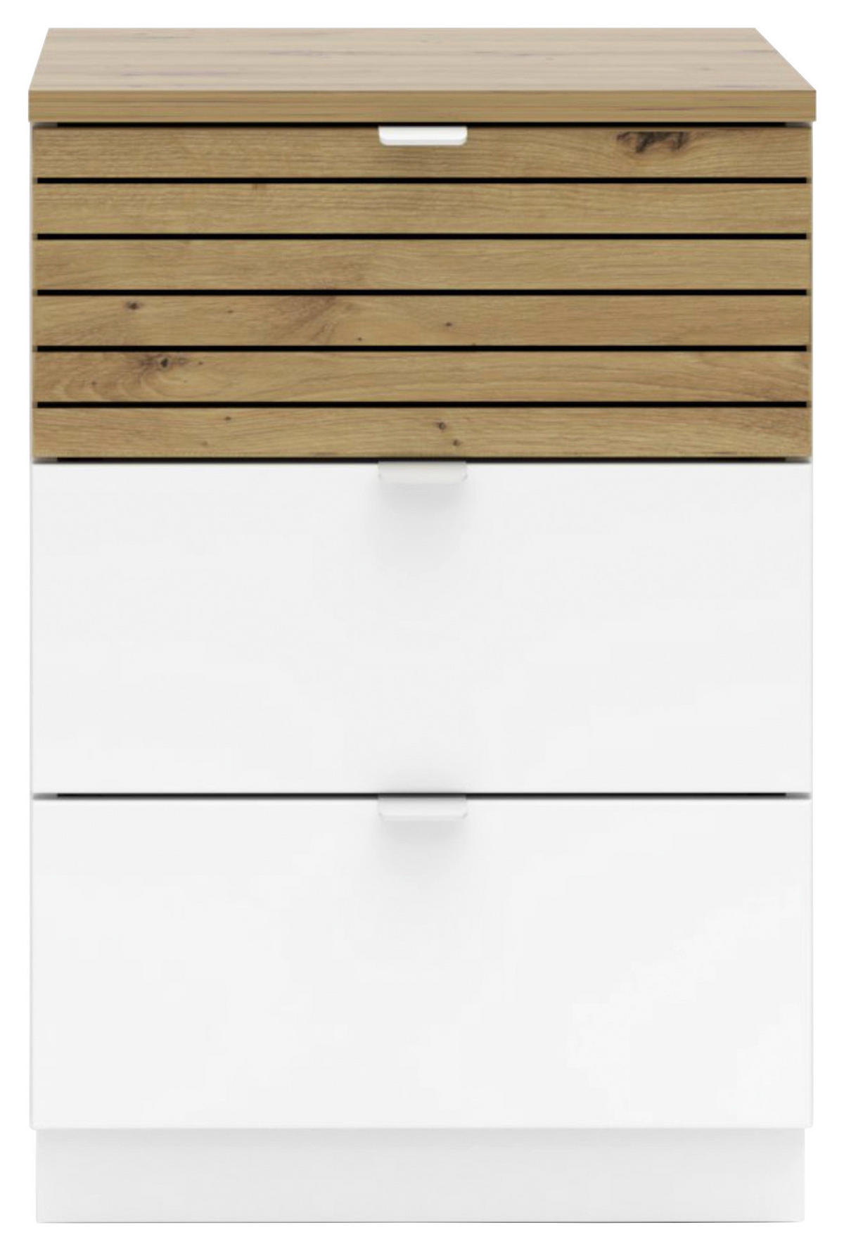CONTAINER Weiß, Eiche Artisan  - Weiß/Eiche Artisan, KONVENTIONELL, Holzwerkstoff/Metall (45/66/55cm) - Voleo