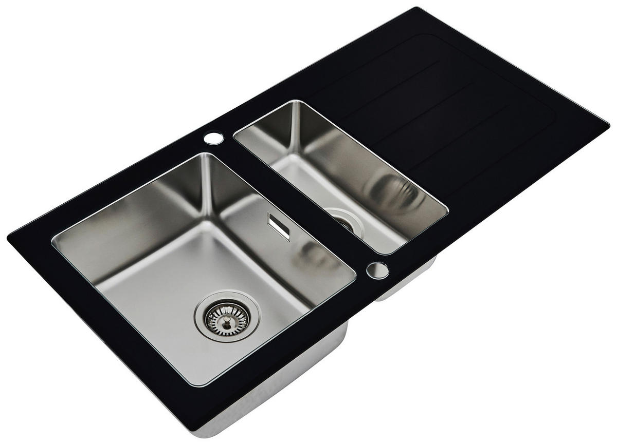 SPÜLE 1720NEWYORK100X50S  - Schwarz, Trend, Glas/Metall (100/21/50cm) - Respekta