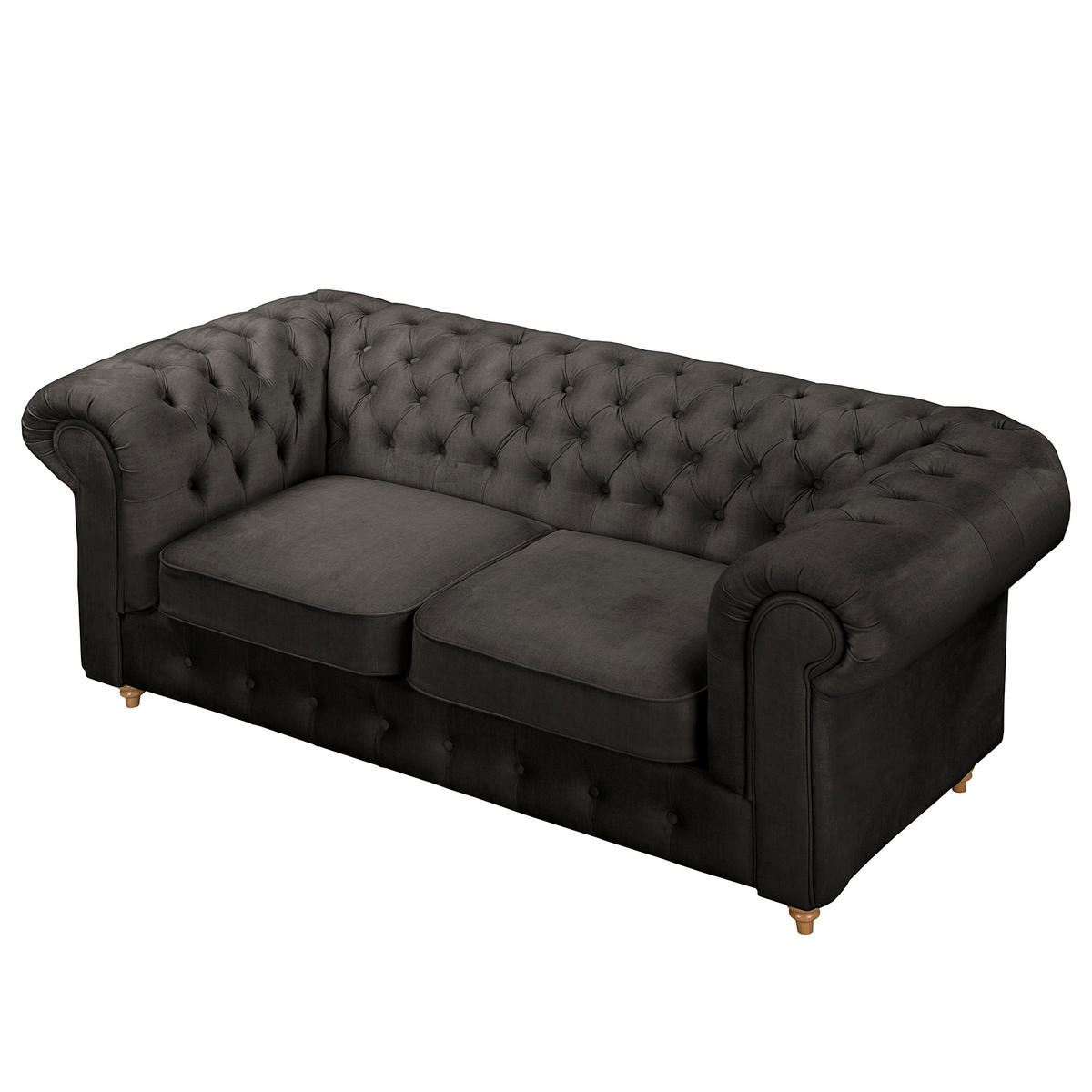 SCHLAFSOFA Mikrofaser Anthrazit Armteil links, Armteil rechts  - Anthrazit/Braun, Design, Holz/Textil (190/74/91cm) - P & B