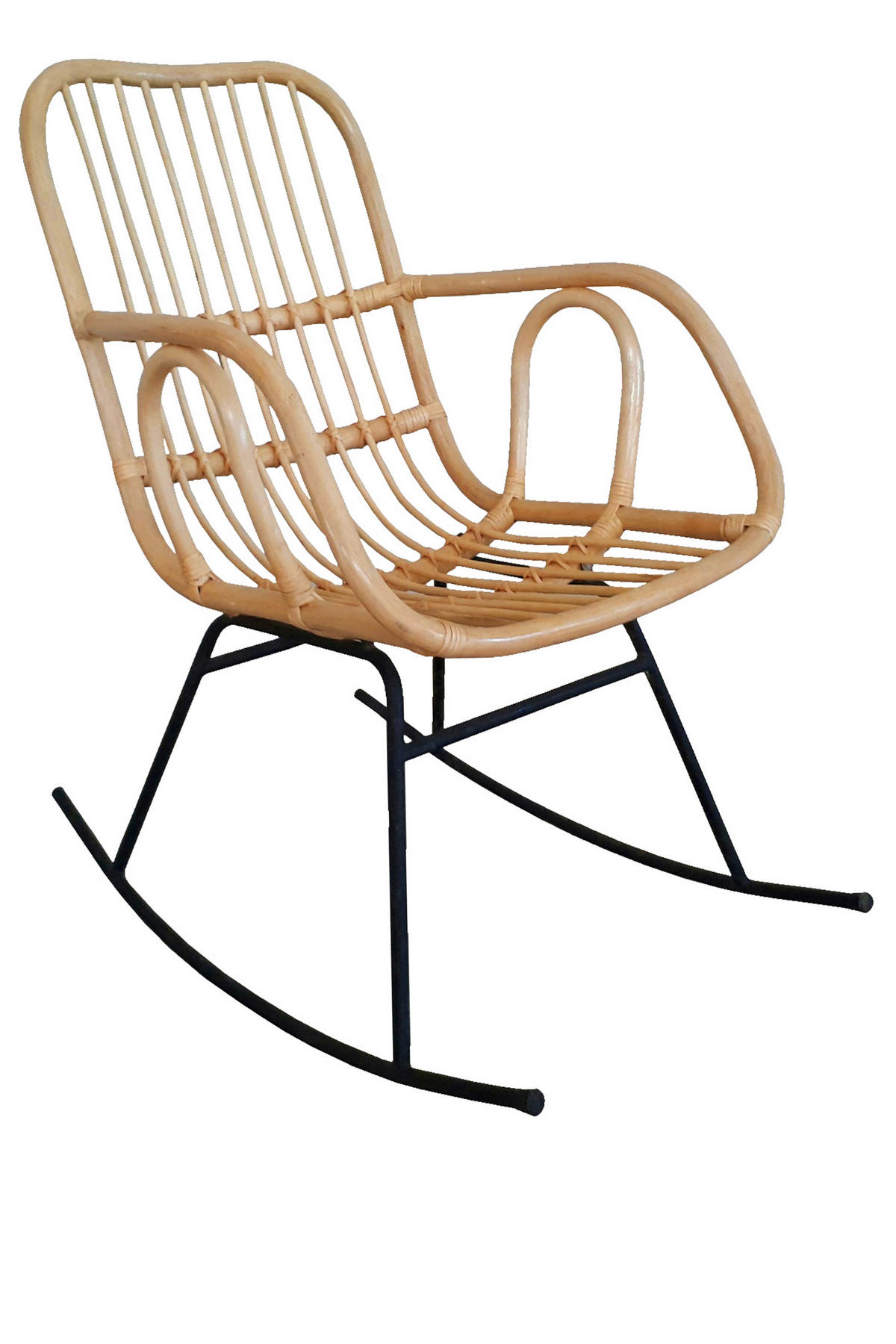 SCHAUKELSTUHL in Naturfarben, Beige  - Beige/Schwarz, Natur, Holz/Metall (57/95/84cm) - MID.YOU