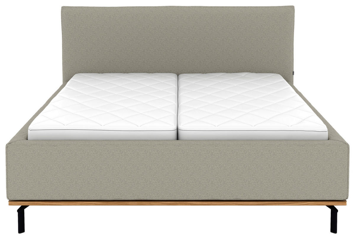 POLSTERBETT 180/200 cm,  in Hellgrau, Matratze, Lattenrost, Bettkasten, H3 + H3 = fest  - Hellgrau/Graphitfarben, Design, Holz/Textil (180/200cm) - Musterring