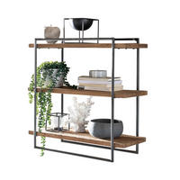 WANDREGAL 61/60/22 cm  - Schwarz/Naturfarben, Design, Holz/Metall (61/60/22cm) - MID.YOU