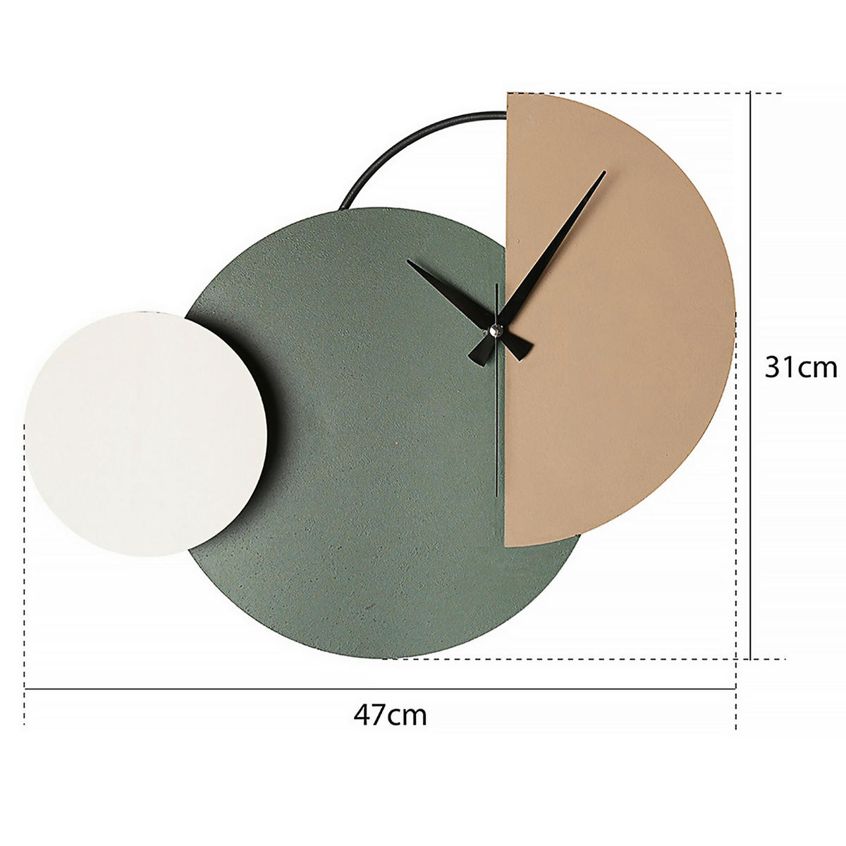 WANDUHR Braun, Creme, Grün 47/31/10 cm  - Creme/Braun, LIFESTYLE, Metall (47/31/10cm)