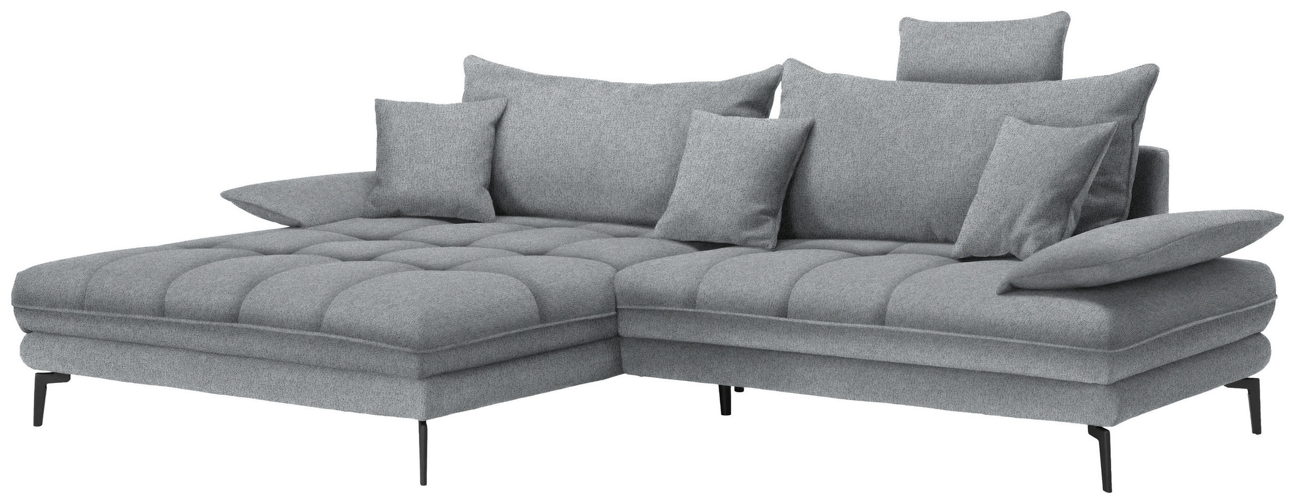 ECKSOFA PRATO Grau Webstoff  - Schwarz/Grau, MODERN, Textil/Metall (176/292cm) - MID.YOU