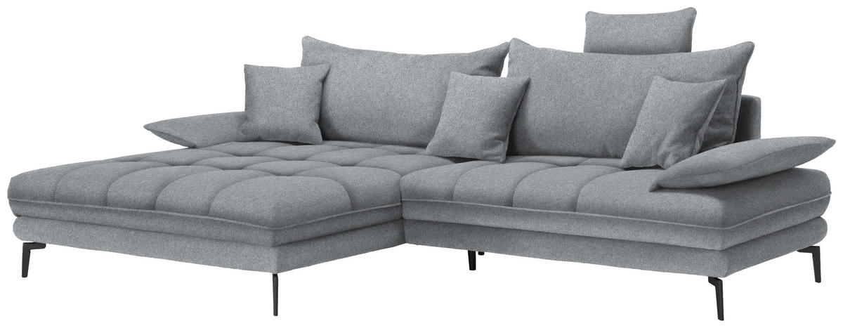 ECKSOFA PRATO Grau Webstoff  - Schwarz/Grau, MODERN, Textil/Metall (176/292cm) - MID.YOU