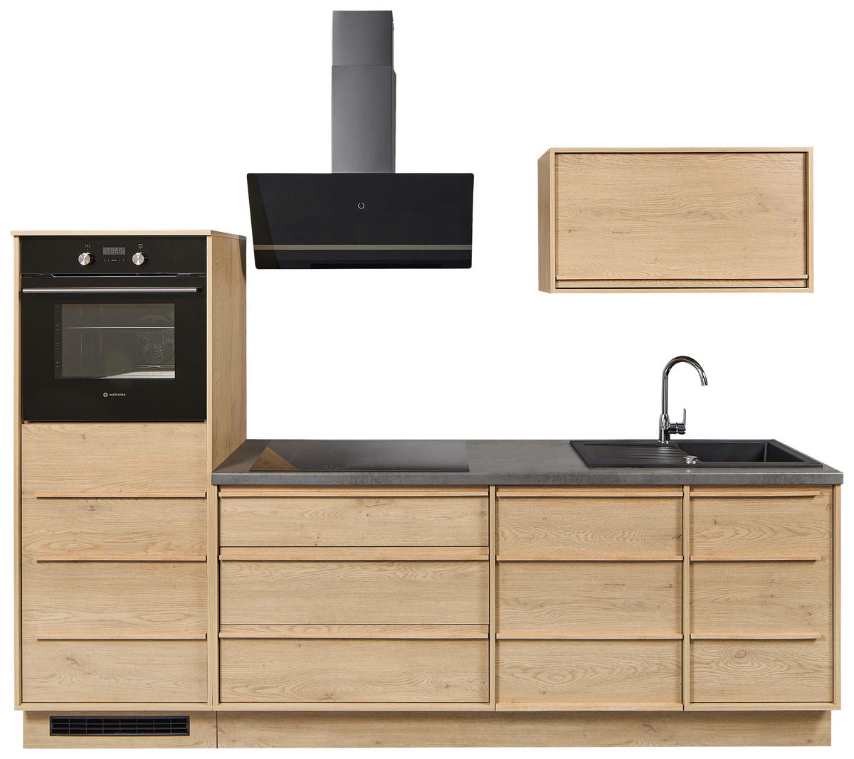 KÜCHENLEERBLOCK 264 cm   in Eichefarben  - Eichefarben/Anthrazit, Trend, Holzwerkstoff/Kunststoff (264cm) - P & B