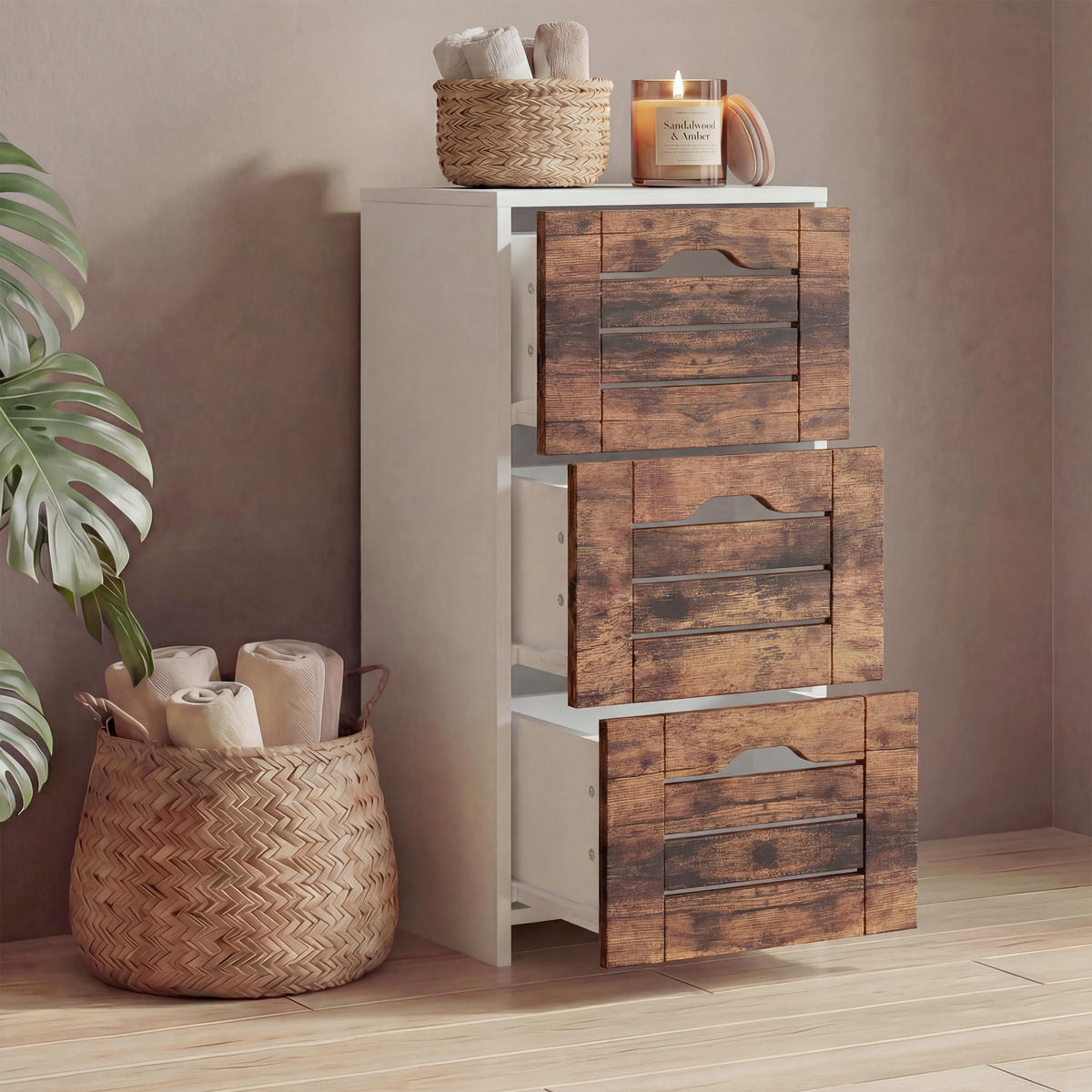 MIDISCHRANK 38/76/28 cm  - Eichefarben/Weiß, Trend, Holzwerkstoff (38/76/28cm) - MID.YOU