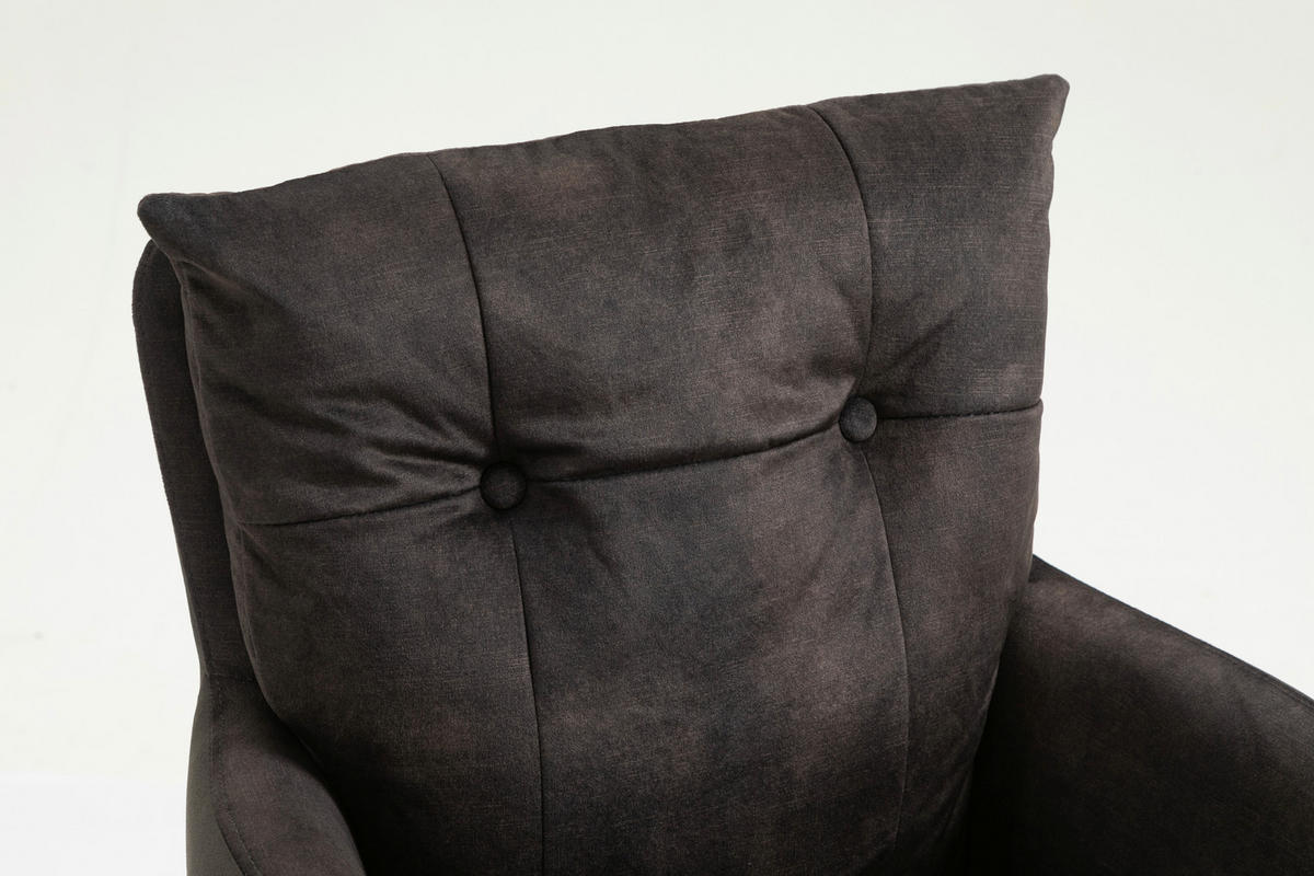 ARMLEHNSTUHL  Sitzfläche 180° drehbar, automatische Rückholfunktion gesteppt  - Dunkelbraun/Schwarz, Design, Textil/Metall (60/92/67cm) - Livetastic