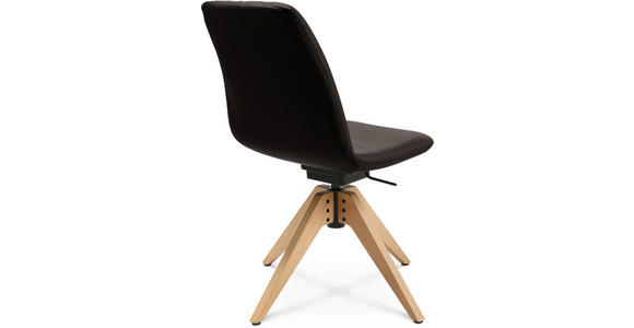 STUHL in Echtleder pigmentiert Holz, Leder - Eichefarben/Beige, Design, Leder/Holz (46/82,5-85,25/55cm) - Johann Jakob