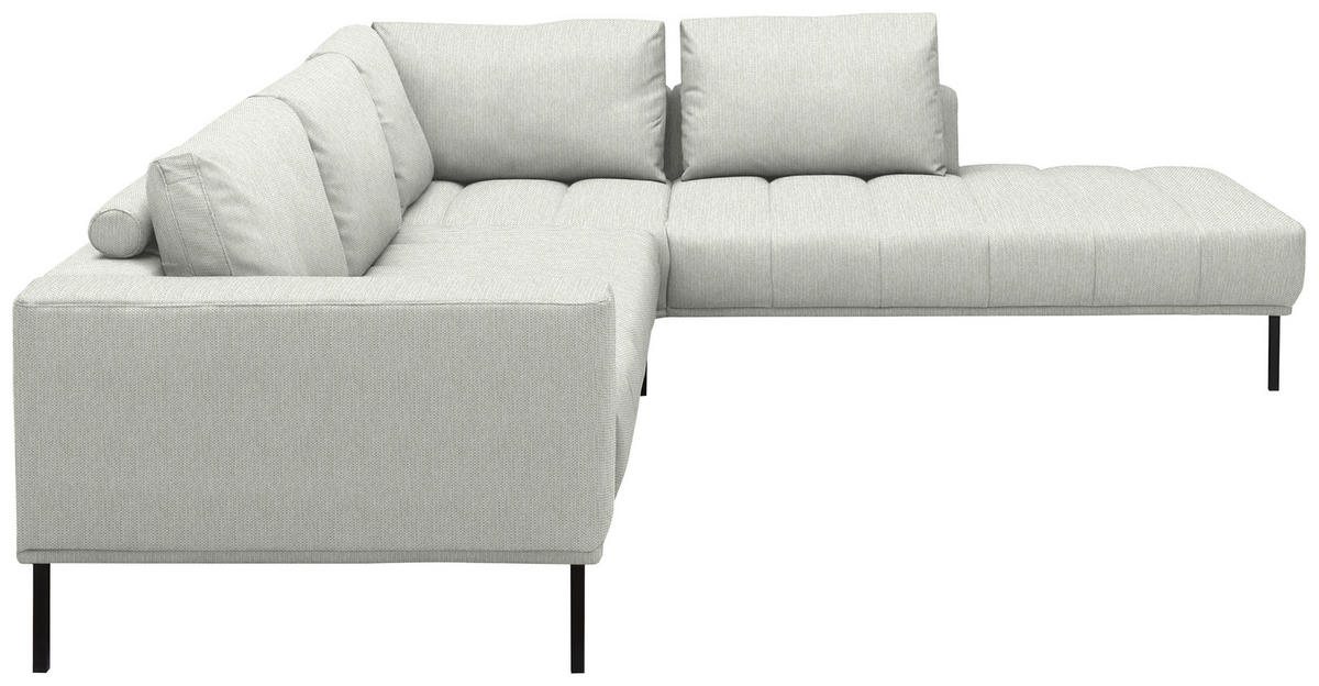 ECKSOFA  in Flachgewebe Weiß  308/270 cm  - Schwarz/Weiß, Design, Textil/Metall (308/270cm) - Pure Home Lifestyle
