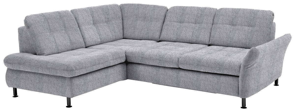 ECKSOFA in Webstoff Alufarben  - Schwarz/Alufarben, Konventionell, Textil/Metall (210/242cm) - Beldomo Style
