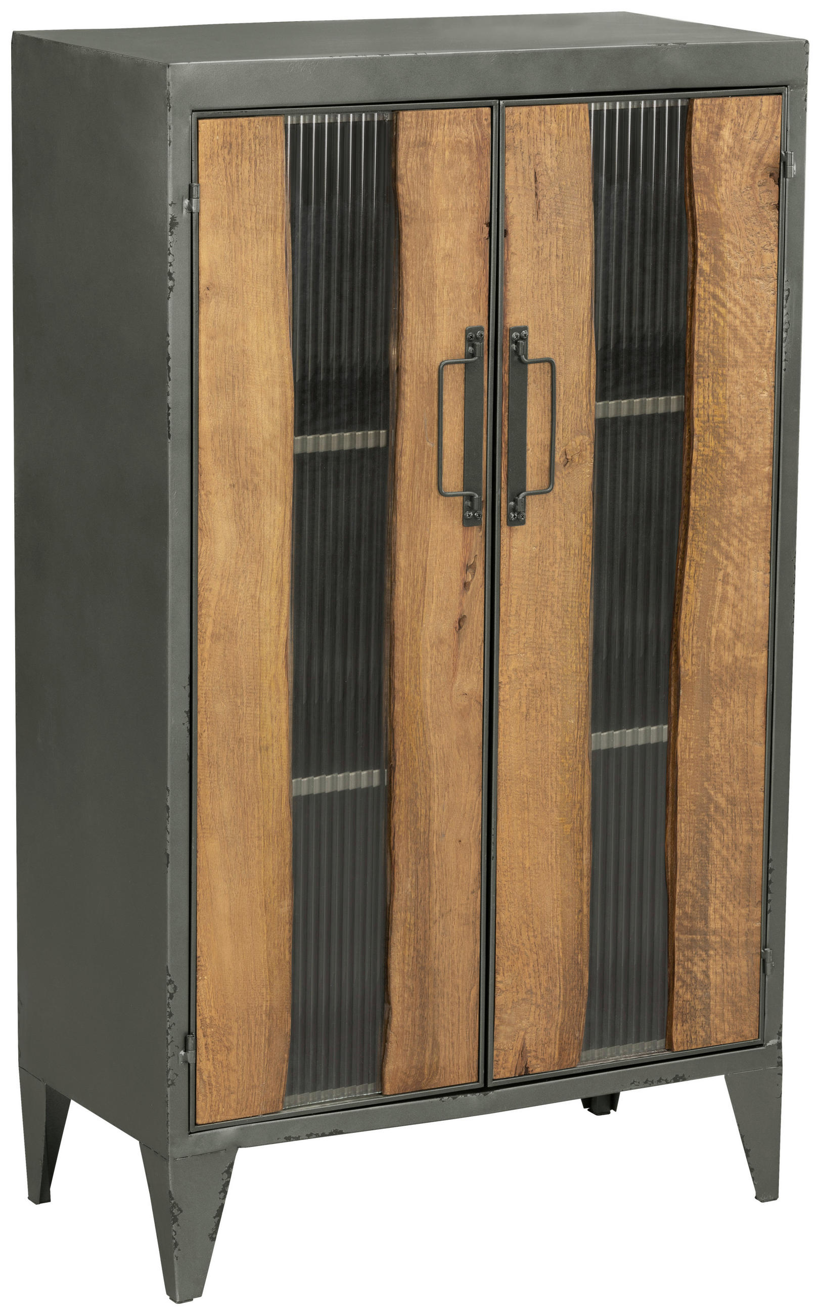 SCHUHSCHRANK Tanne massiv Naturfarben, Schwarz  - Schwarz/Naturfarben, KONVENTIONELL, Glas/Holz (64/110/33cm) - Livetastic