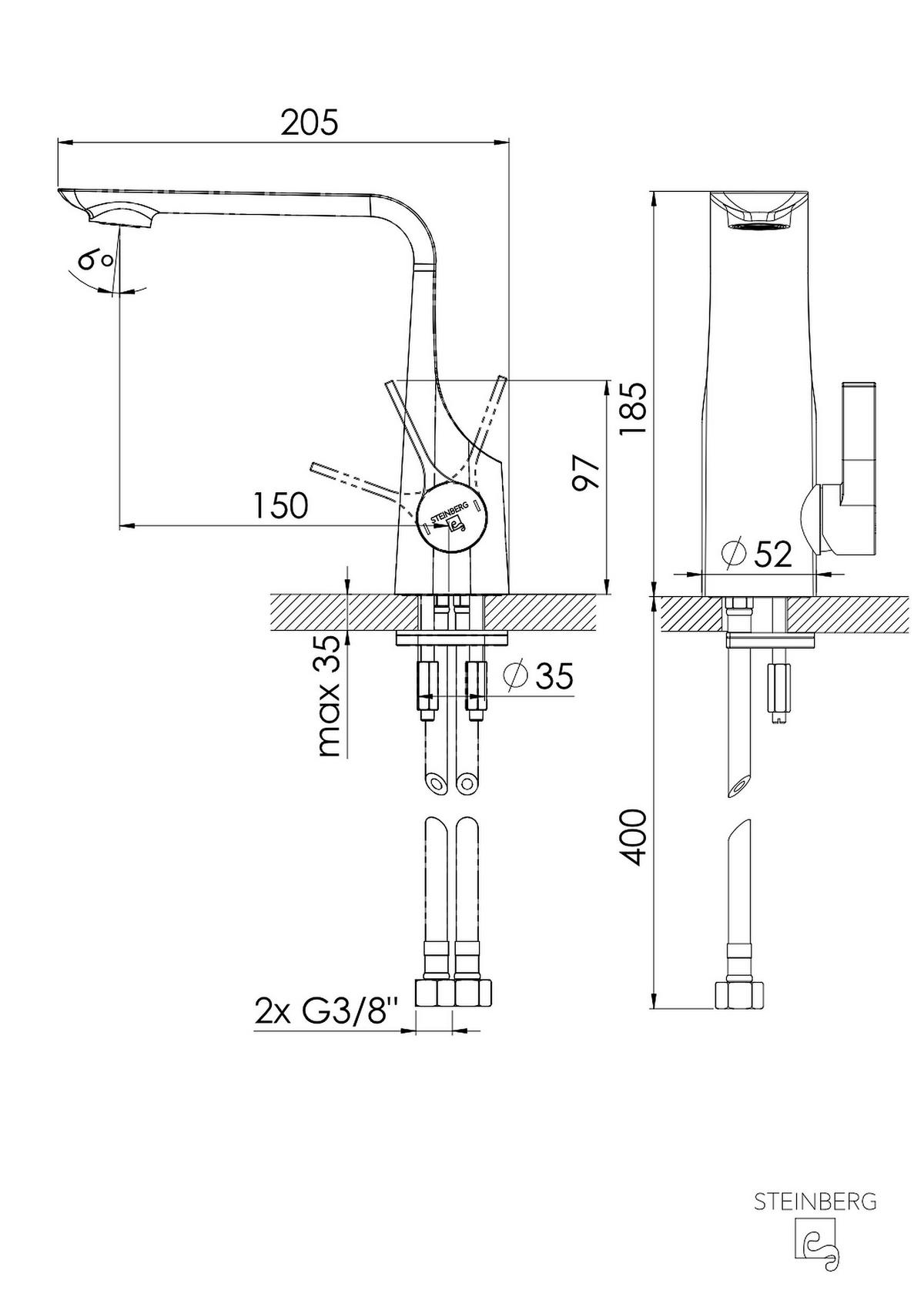 WASCHTISCHARMATUR 290 1010 BGM  - Dunkelgrau, MODERN, Metall (5,2/18,5/20,5cm)