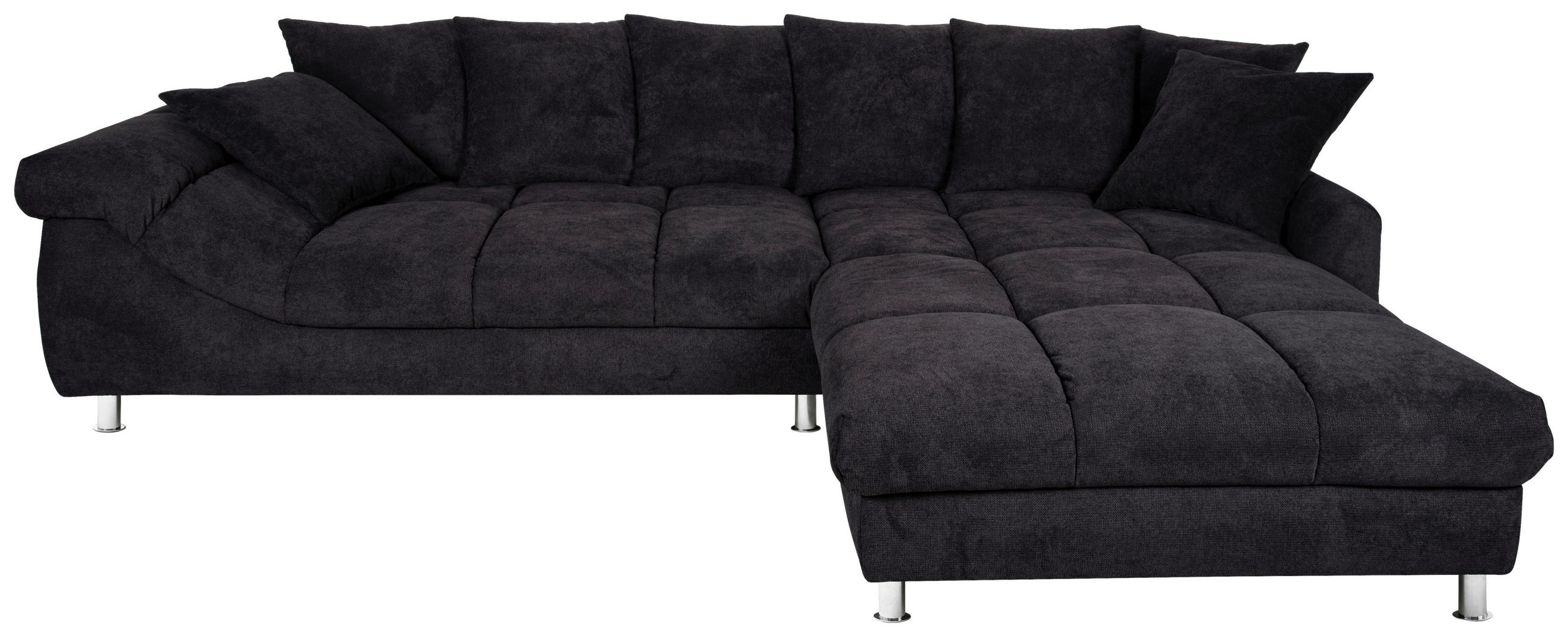 ECKSOFA Schwarz Webstoff  - Chromfarben/Schwarz, Design, Textil/Metall (337/228cm) - Carryhome
