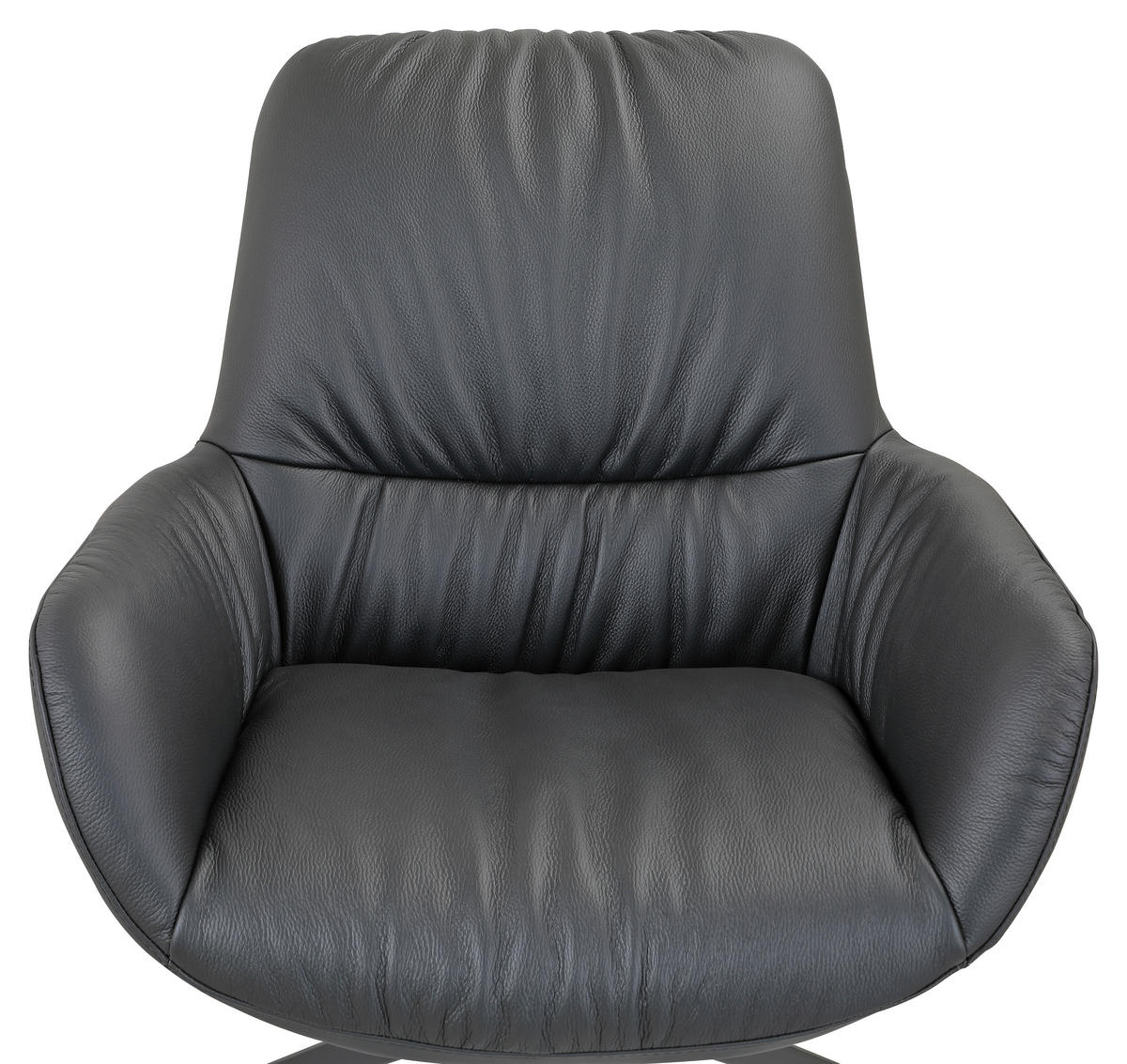 ARMLEHNSTUHL  Sitzfläche 360° drehbar, inklusive Armlehnen, automatische Rückholfunktion  Echtleder  Schwarz  - Schwarz, Design, Leder/Metall (64/89/65cm) - Dieter Knoll