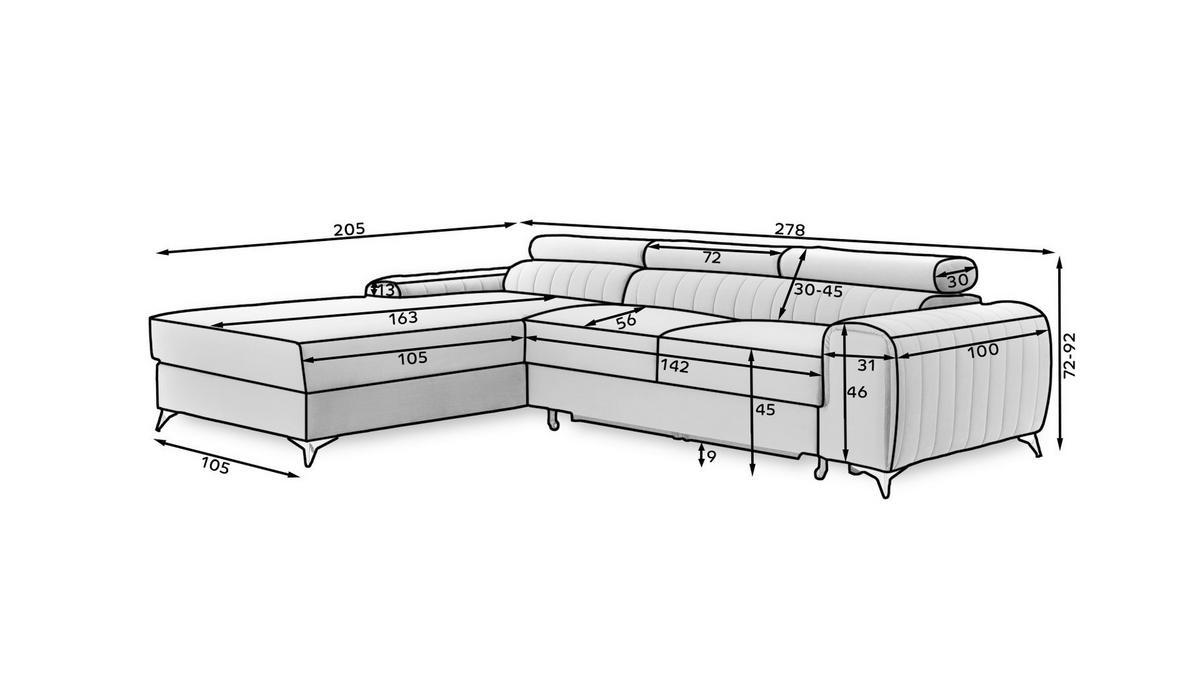 ECKSOFA Samt Beige  - Beige/Silberfarben, Design, Textil/Metall (278/205cm) - MID.YOU