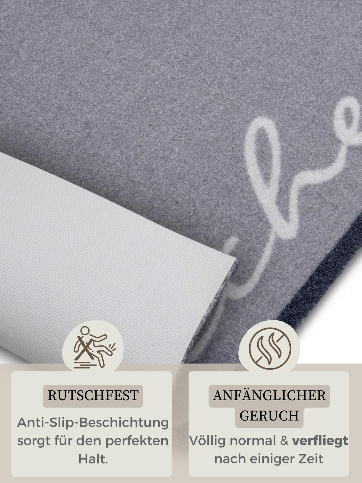 Ästhetisch: Küchenläufer (rech 50/150 cm Cook & Clean Weiß, Grau  - Weiß/Grau, Design, Kunststoff/Textil (50/150cm) - Hanse Home