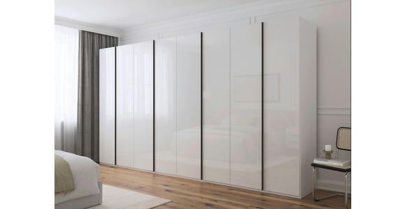 DREHTÜRENSCHRANK 400/223/61 cm,  in Weiß, 8-türig  - Graphitfarben/Weiß, Basics, Glas/Holzwerkstoff (400/223/61cm) - Novel