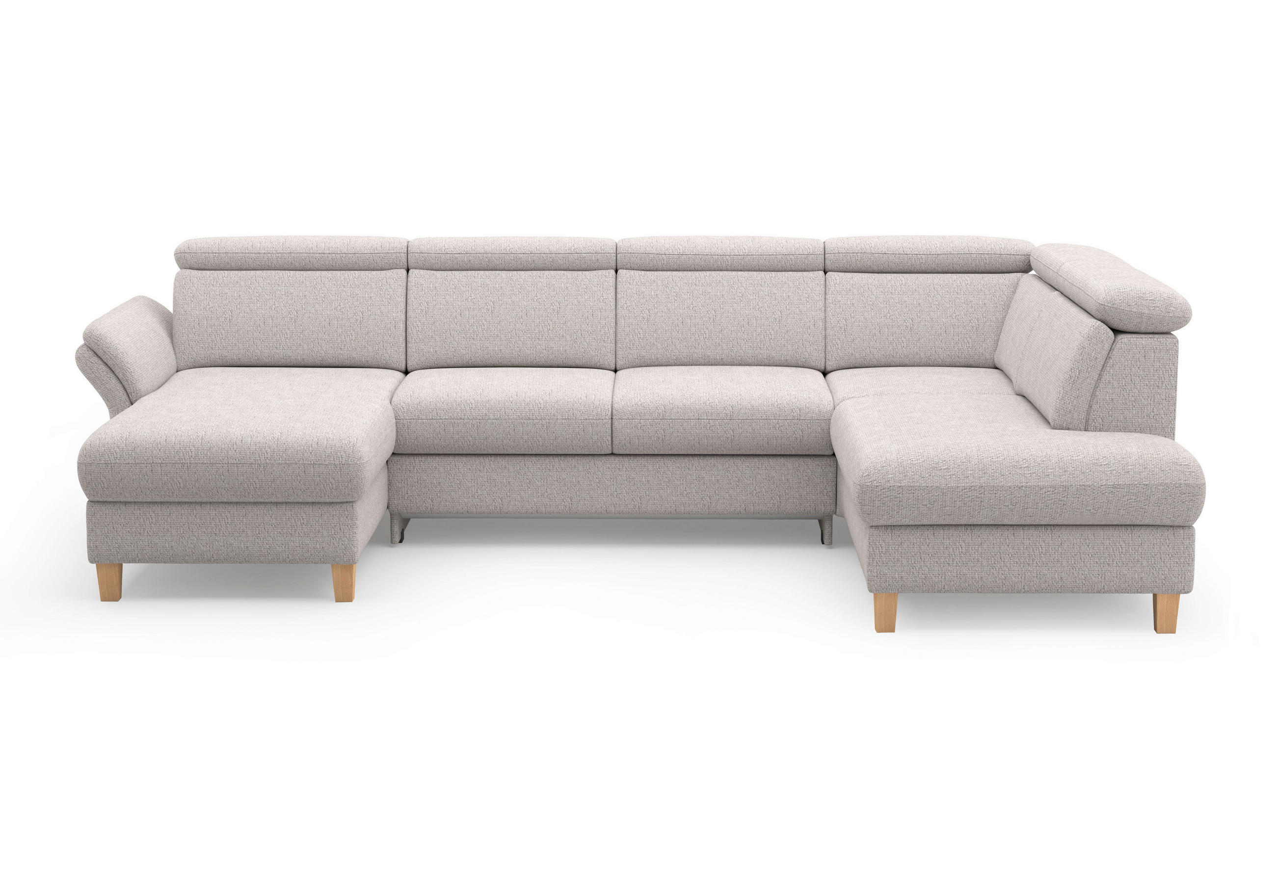 WOHNLANDSCHAFT GLENDALE E Silberfarben Chenille  - Eichefarben/Silberfarben, KONVENTIONELL, Holz/Textil (166/321/193cm) - Sit & More