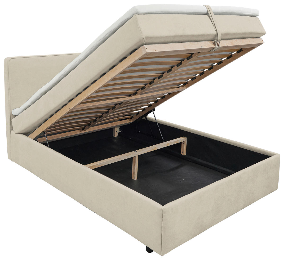 Pat Tip Boxspring Fără Arcuri, 180/200 cm, bej - bej/culoare natur, Modern, plastic/lemn (180/200cm) - MID.YOU