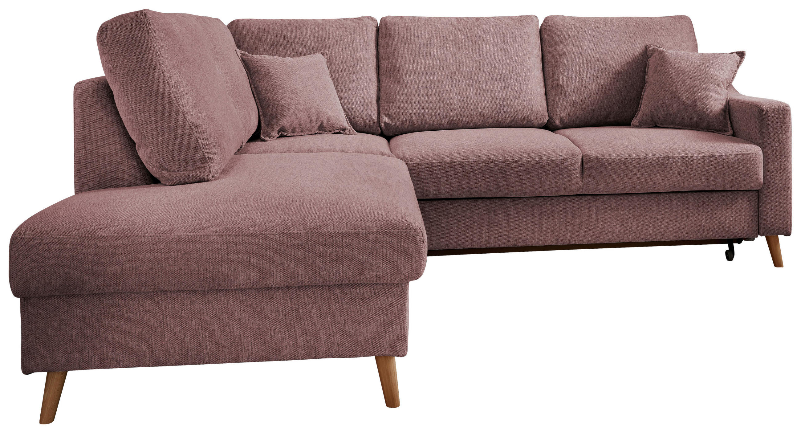 ECKSOFA Rosa Struktur  - Naturfarben/Rosa, KONVENTIONELL, Holz/Textil (200/230cm) - P & B