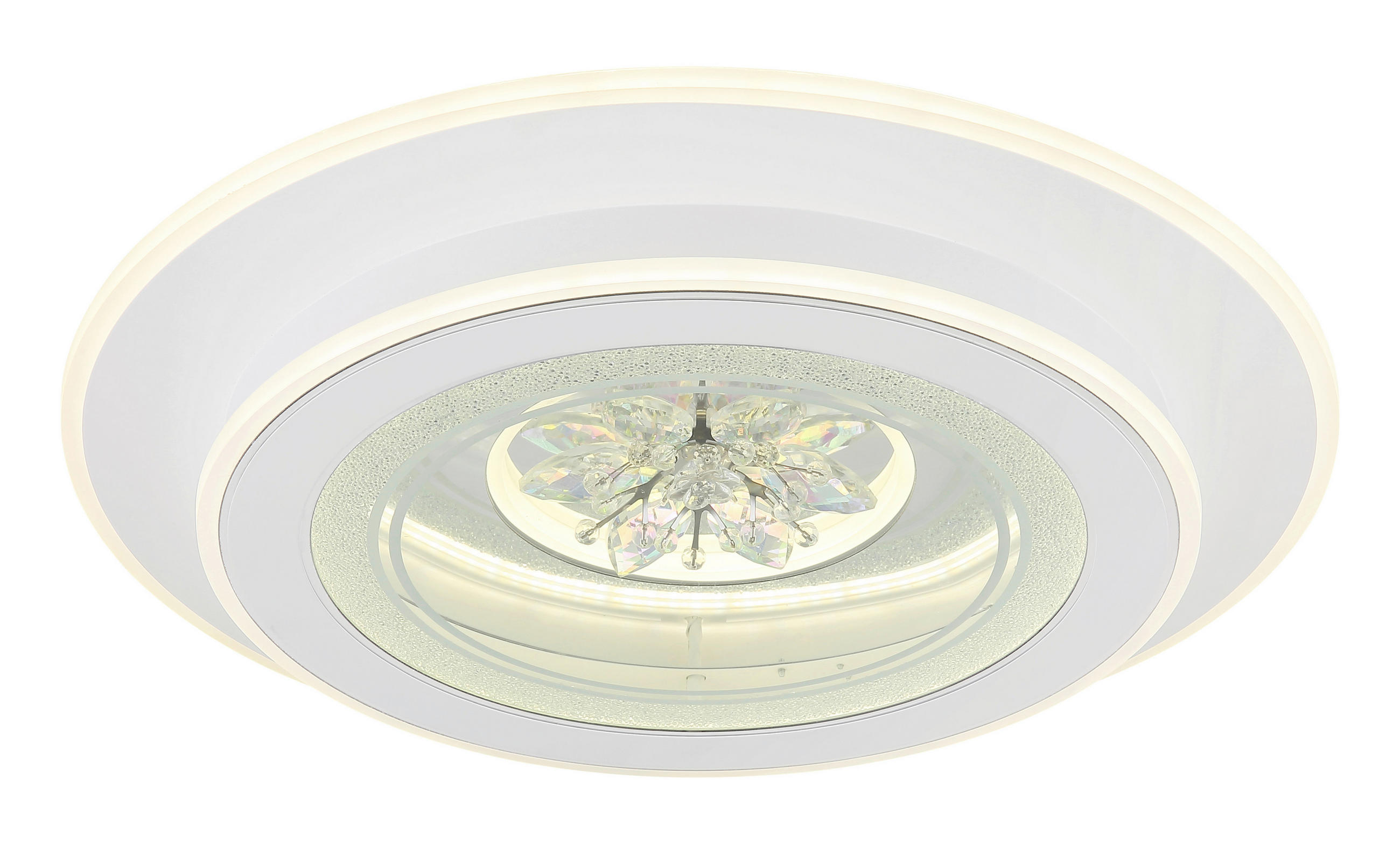 LED-DECKENLEUCHTE 46/6,5 cm   - Klar/Chromfarben, KONVENTIONELL, Kunststoff/Metall (46/6,5cm) - Globo