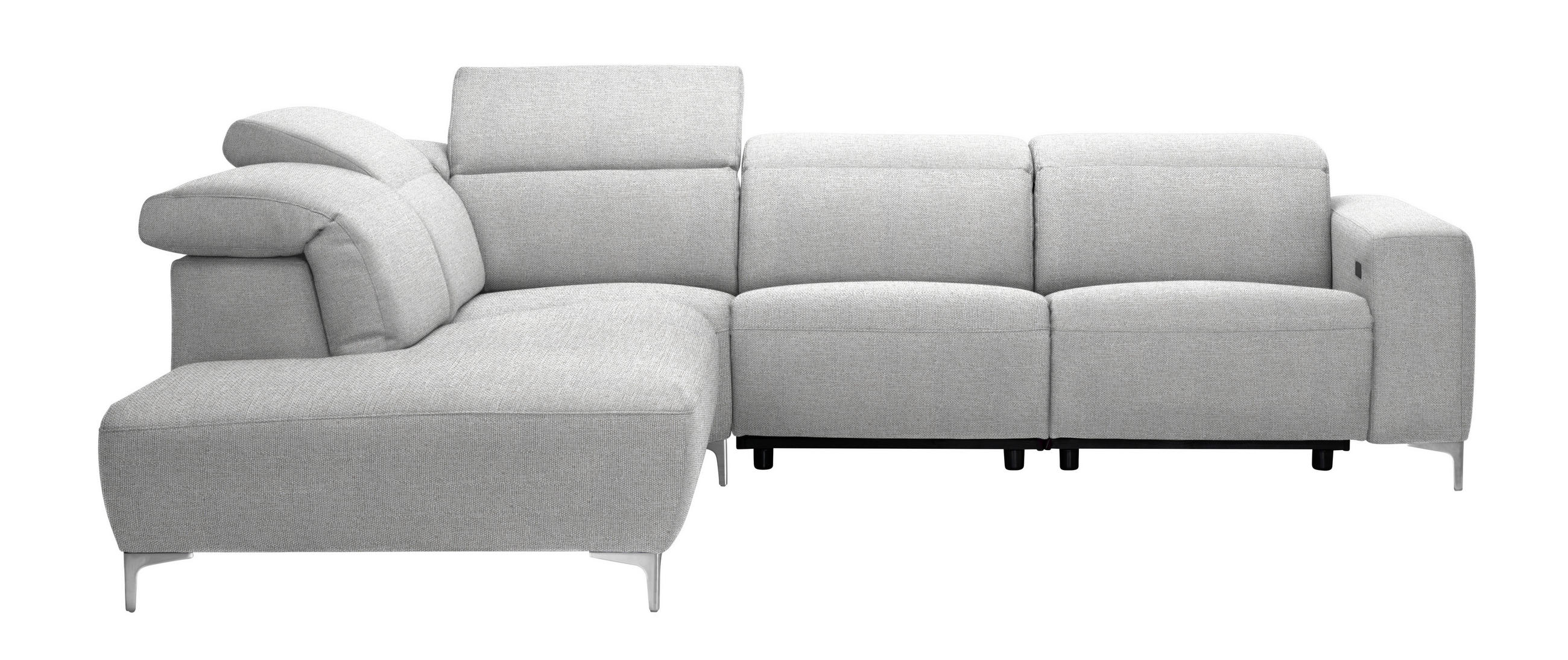 ECKSOFA Hellgrau Flachgewebe  - Hellgrau/Schwarz, Design, Textil/Metall (238/290cm) - Pure Home Lifestyle