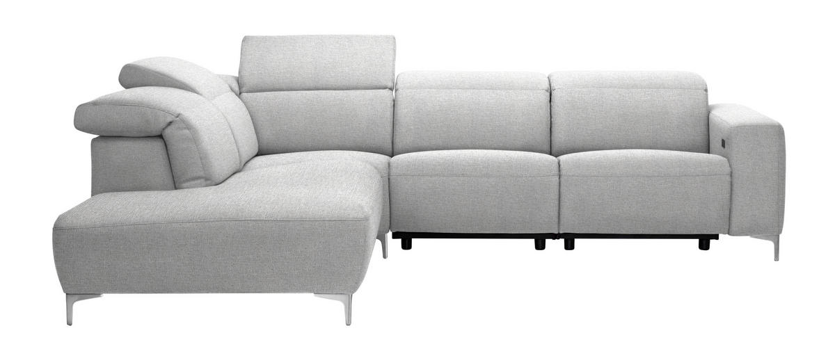 ECKSOFA Hellgrau Flachgewebe  - Hellgrau/Schwarz, Design, Textil/Metall (238/290cm) - Pure Home Lifestyle