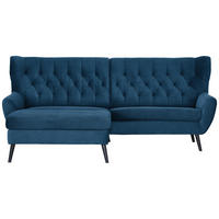ECKSOFA  in Cord Blau Rücken echt  165/237 cm  - Blau/Schwarz, Design, Holz/Textil (165/237cm) - Stylife