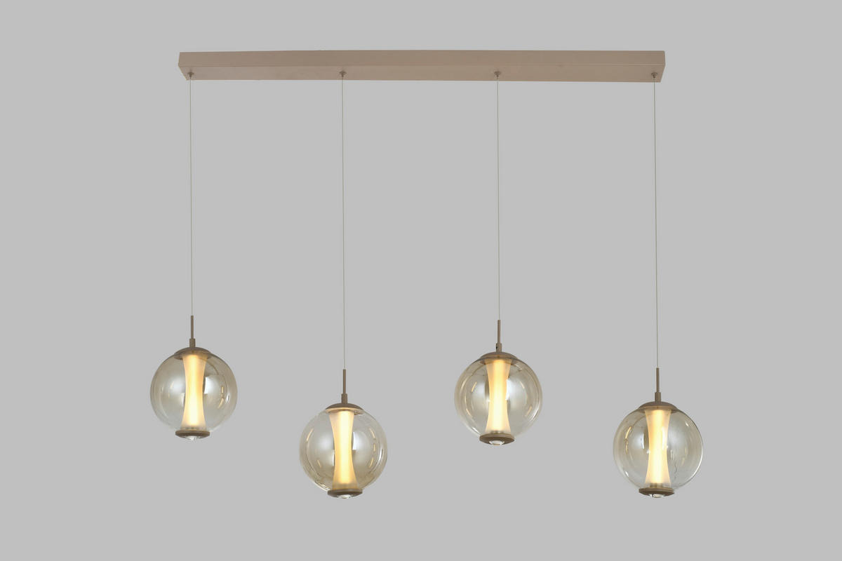 LED-HÄNGELEUCHTE Orleans 120/150/18 cm  - Sandfarben, Design, Glas/Metall (120/150/18cm)