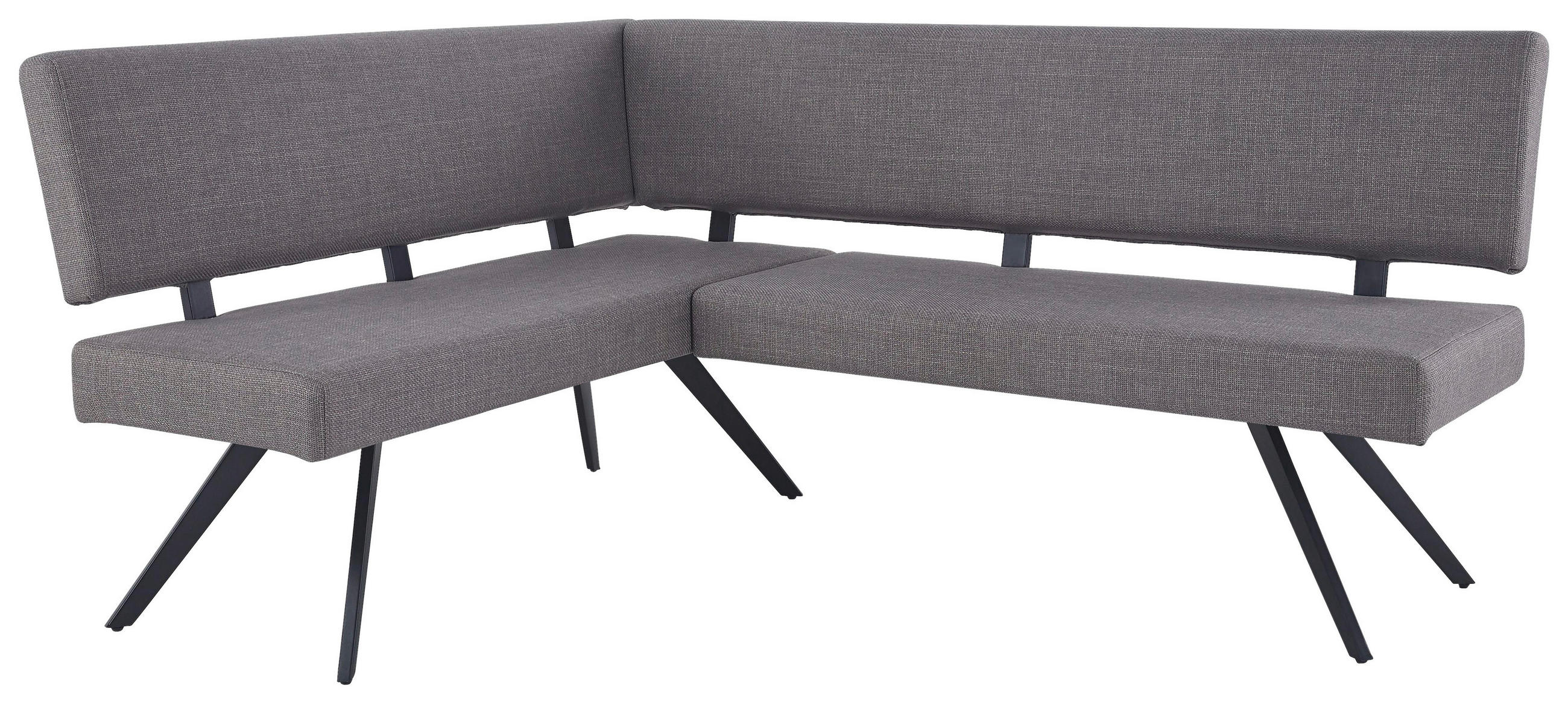 ECKBANK 150/190 cm Leinenoptik Hellgrau   - Hellgrau/Schwarz, KONVENTIONELL, Textil/Metall (150/190cm) - MID.YOU