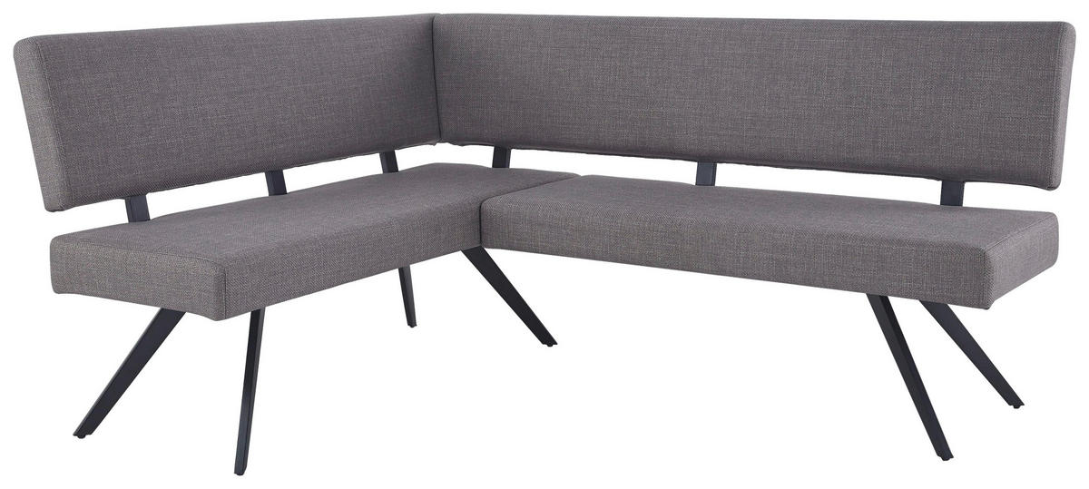 ECKBANK 150/190 cm  in Hellgrau  - Hellgrau/Schwarz, KONVENTIONELL, Textil/Metall (150/190cm) - MID.YOU