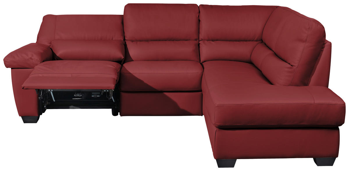 ECKSOFA in Kombination Echtleder/Lederlook Rot  - Rot, Konventionell, Leder/Kunststoff (248/201cm) - Livetastic