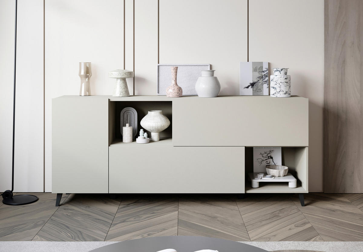 SIDEBOARD  180/76/39 cm  - Kaschmir/Schwarz, Design, Holzwerkstoff/Kunststoff (180/76/39cm) - P & B