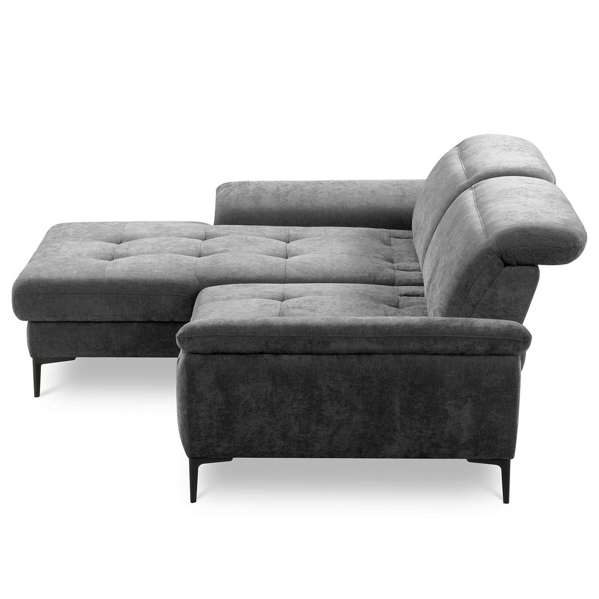 ECKSOFA  Webstoff Schwarz  - Schwarz, Design, Textil/Metall (195/268cm) - Livetastic