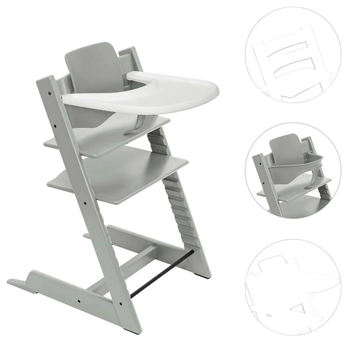 HOCHSTUHL-SET Tripp Trapp Bundles  - Salbeigrün, Basics, Holz (83/65/46cm) - Stokke