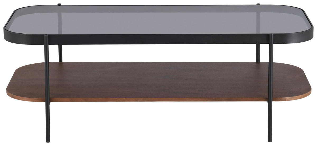 COUCHTISCH in Metall, Glas, Holzwerkstoff  - Eichefarben/Schwarz, Design, Glas/Holzwerkstoff (120/43/58cm) - MID.YOU