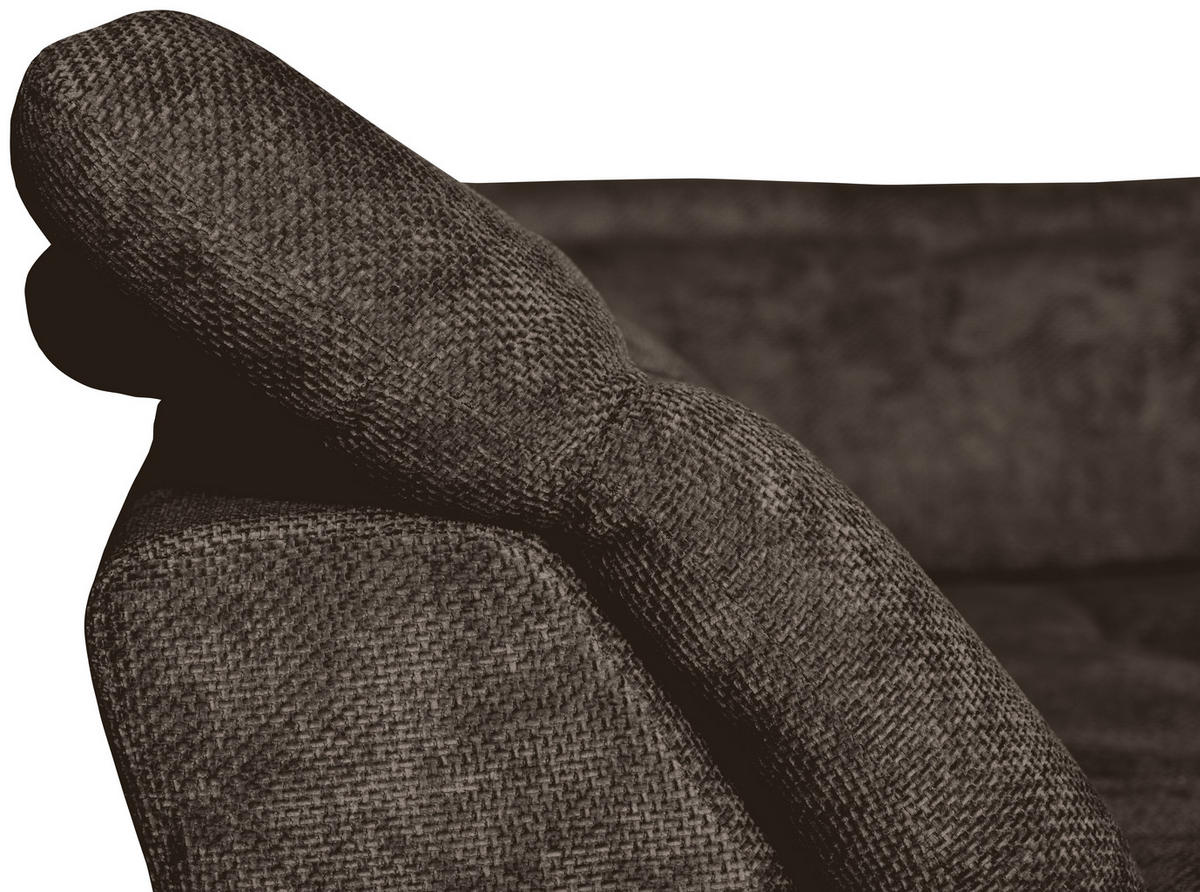 WOHNLANDSCHAFT in Struktur Mokka  - Schwarz/Mokka, KONVENTIONELL, Textil/Metall (253/357/188cm) - Carryhome