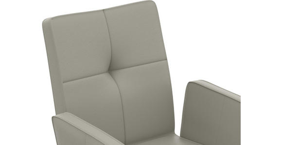 ARMLEHNSTUHL  Lederauswahl  Echtleder  - Hellgrau/Schwarz, Design, Leder/Metall (65/91/58cm) - Moderano