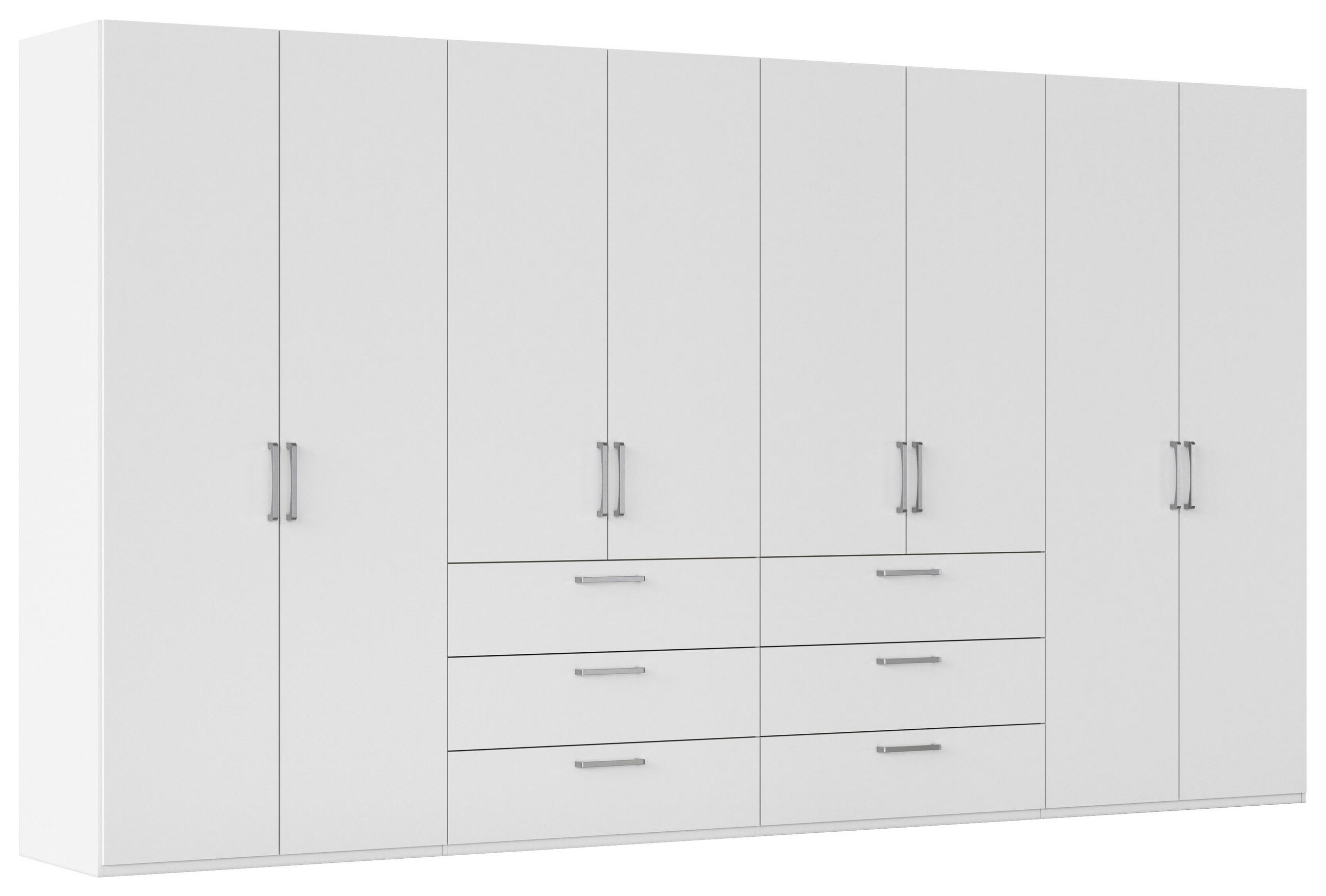 DREHTÜRENSCHRANK 400/223/61 cm,  in Weiß, 8-türig  - Edelstahlfarben/Weiß, Basics, Holzwerkstoff/Metall (400/223/61cm) - Novel
