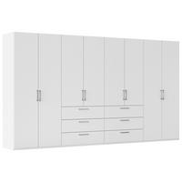 DREHTÜRENSCHRANK 400/235/61 cm,  in Weiß, 8-türig  - Edelstahlfarben/Weiß, Basics, Holzwerkstoff/Metall (400/235/61cm) - Novel